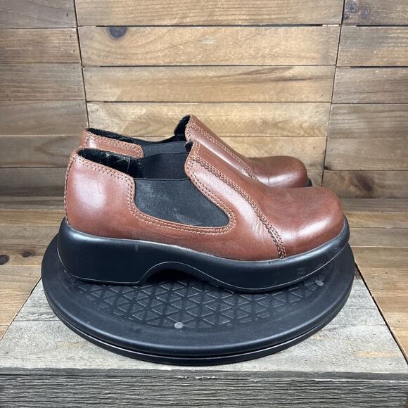 Dansko Jocelyn Womens Size 7 Brown Leather Comfort Platform Chunky Loafer Shoes - Picture 1 of 10